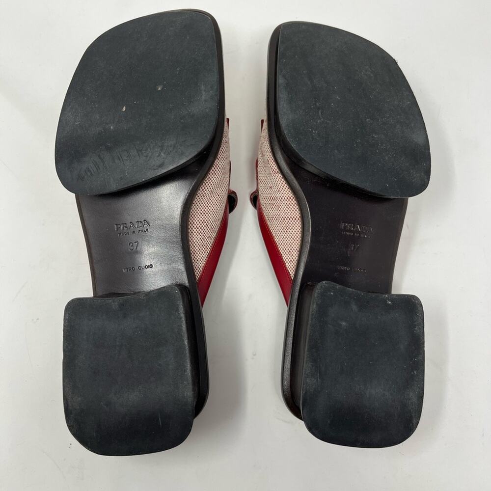 Vintage Prada 1999 Fringe Mule Archive Runway Square Toe size 37 Wood Split Sole - Picture 4 of 5